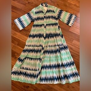 NWT The Cottage Blue and Green Pattern Maxi Dress, size small